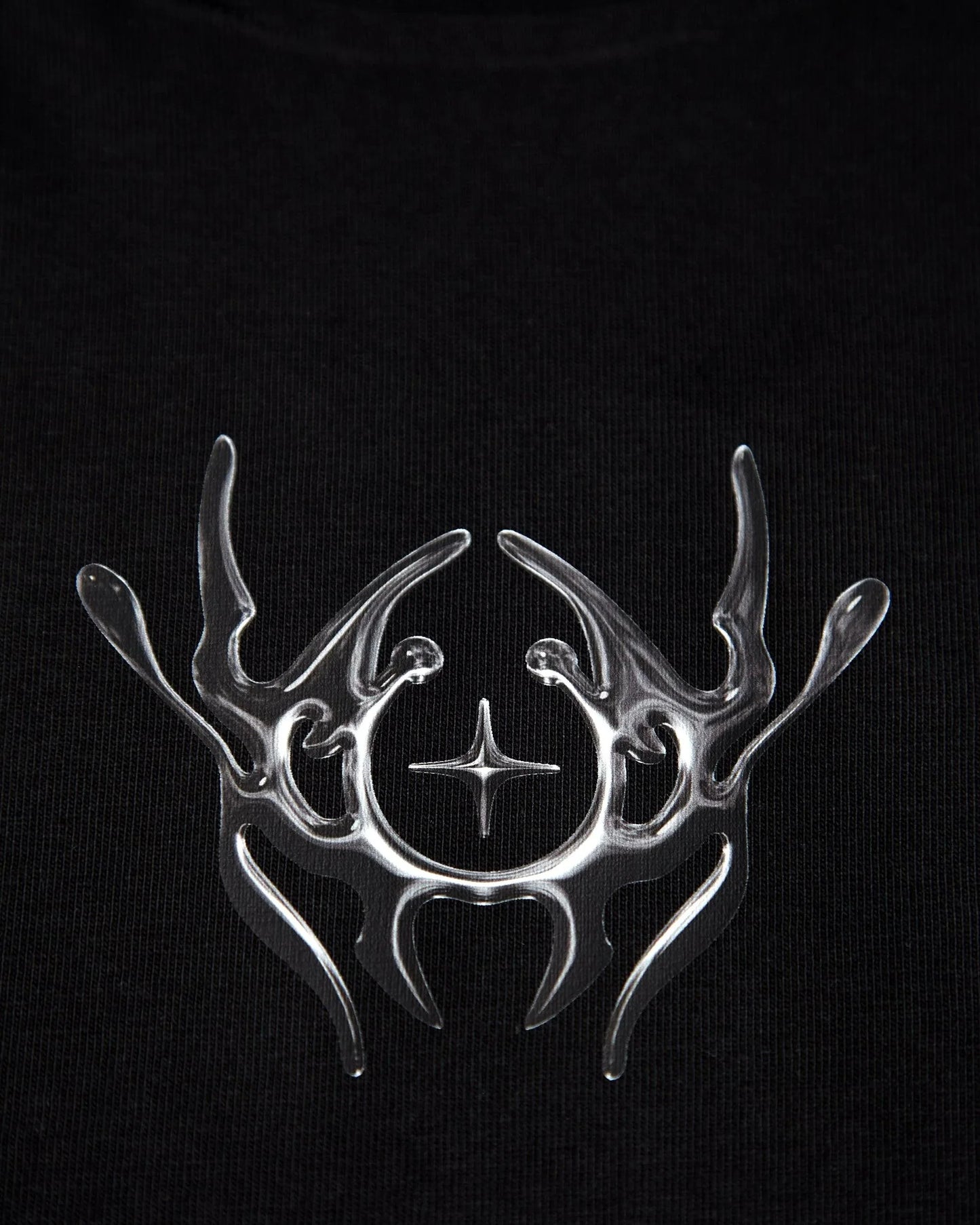 NXS001: Gunmetal style print on black heavy weight oversized tee.