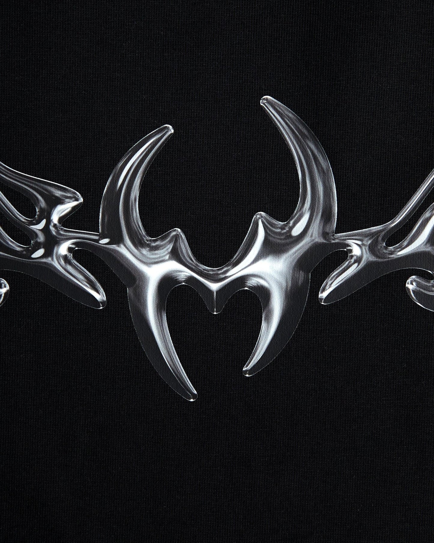 NXS001: Gunmetal style print on black heavy weight oversized tee.