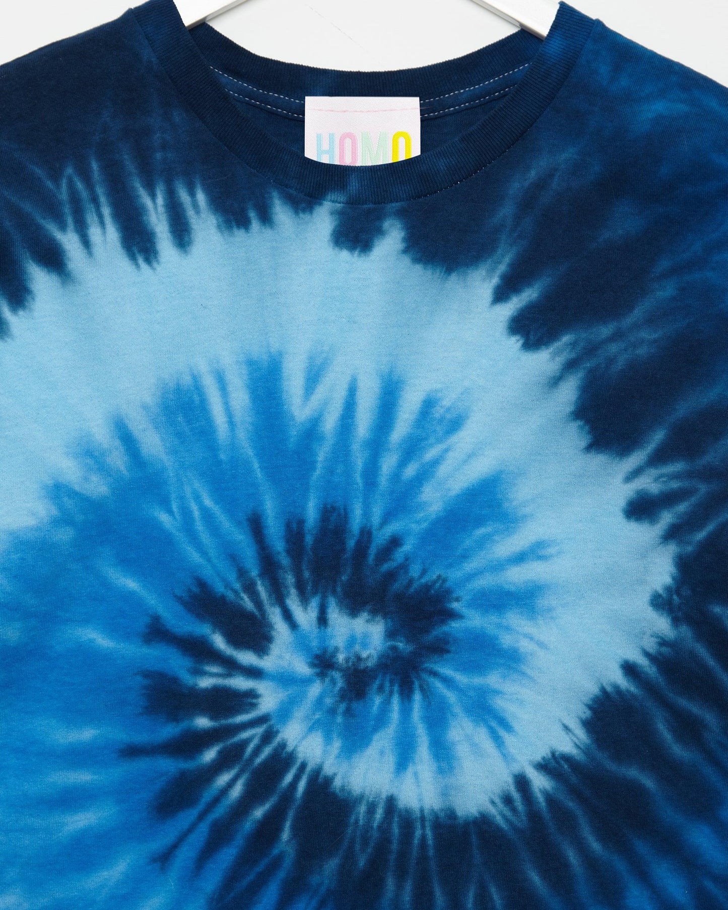 No Print just vibes: Blue tie-dye low cut crop top