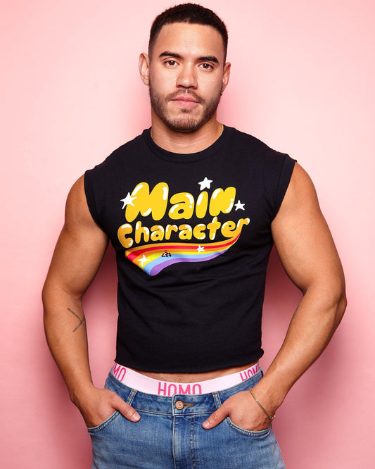 Gaymer: Main character  - black tshirt / crop top