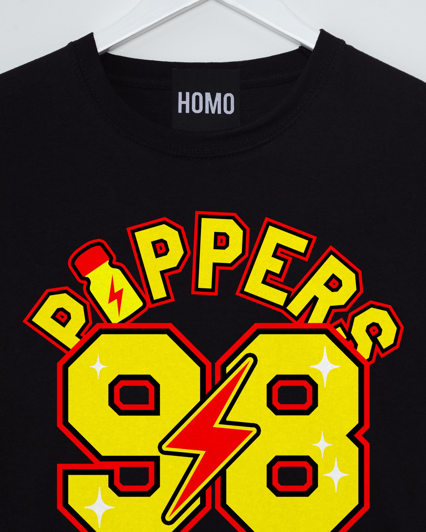 P*ppers 98 sports jersey style on black low cut cropped tee