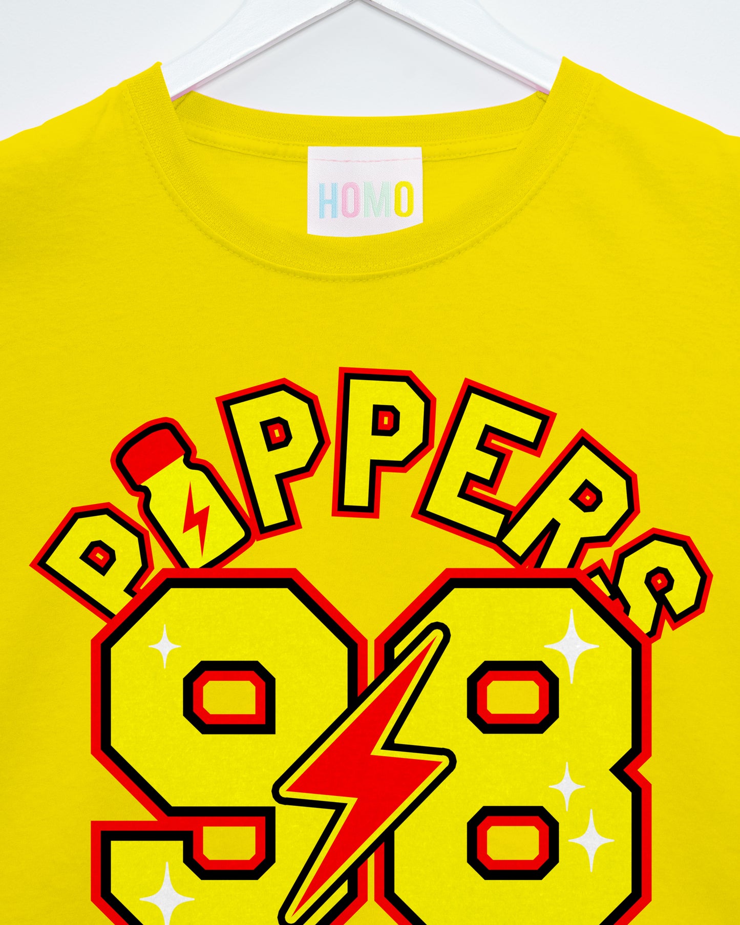 P*ppers 98 sports jersey style on yellow sleeveless low cut cropped tee