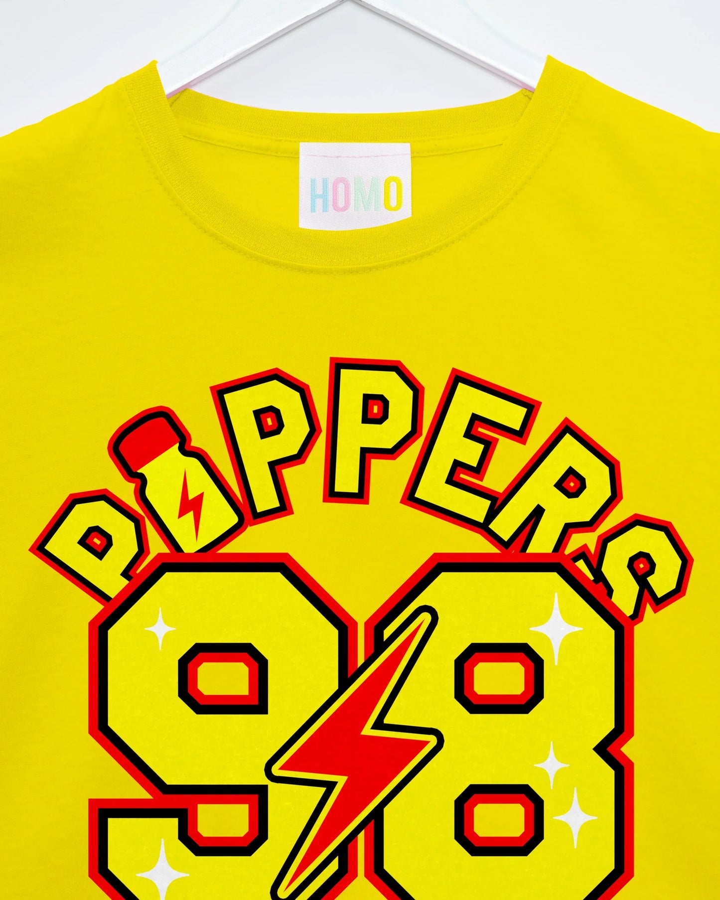 P*ppers 98 sports jersey style on yellow sleeveless low cut cropped tee