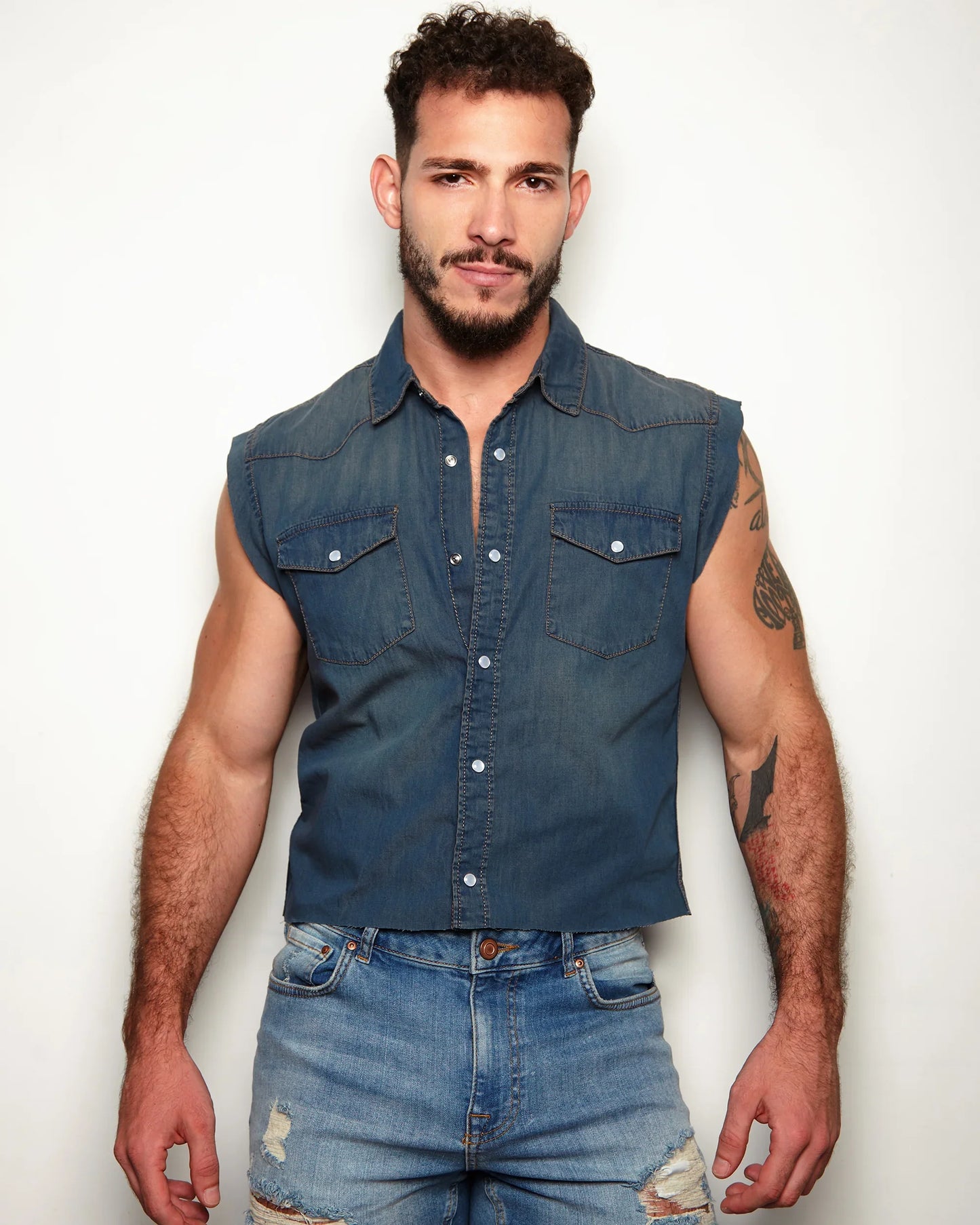 Denim shirt, cropped - Blue Jean