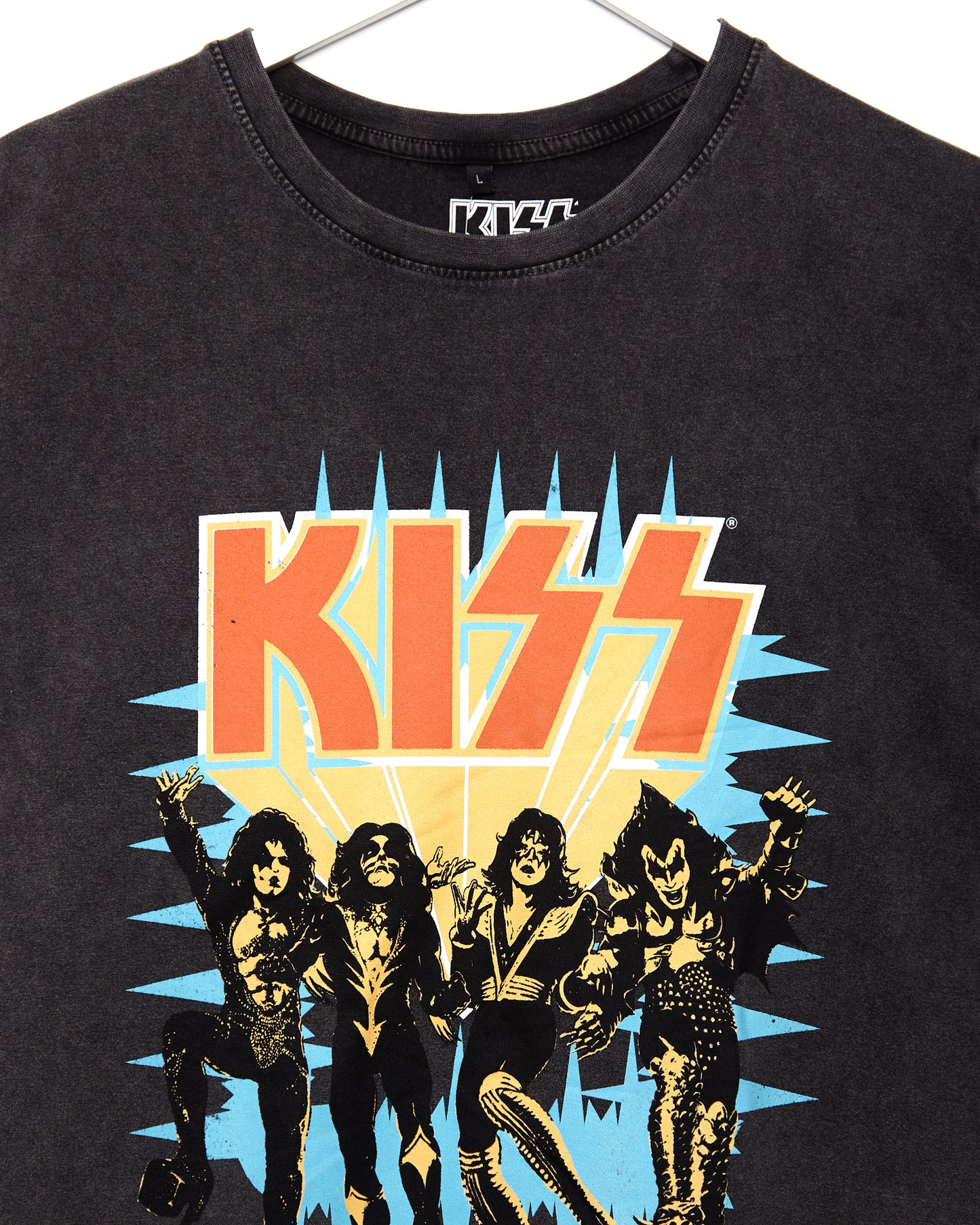 Official KISS destroyer, charcoal stone wash - Low cut cropped tee (Limited edition)