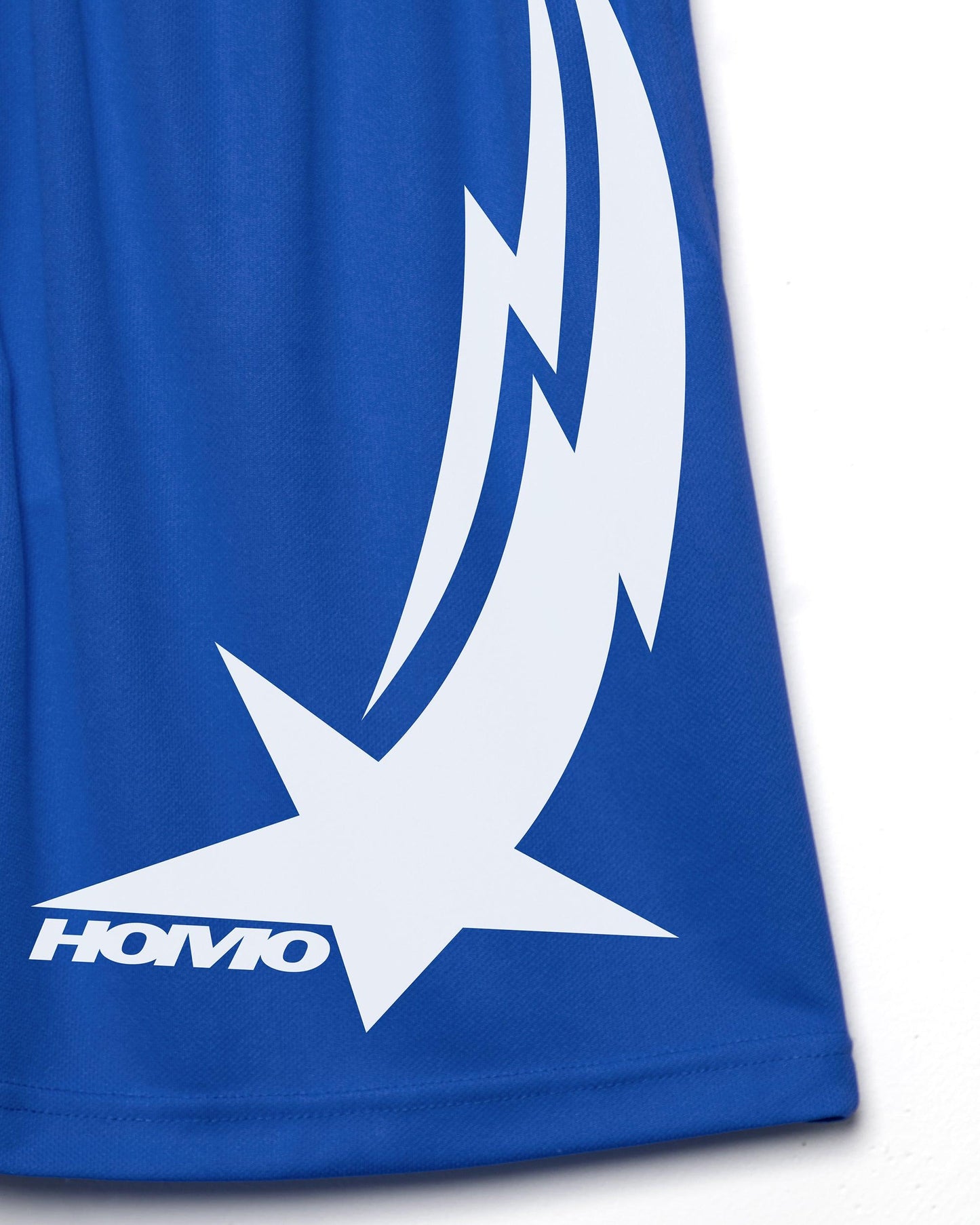 Turbo basketball shorts, white on blue