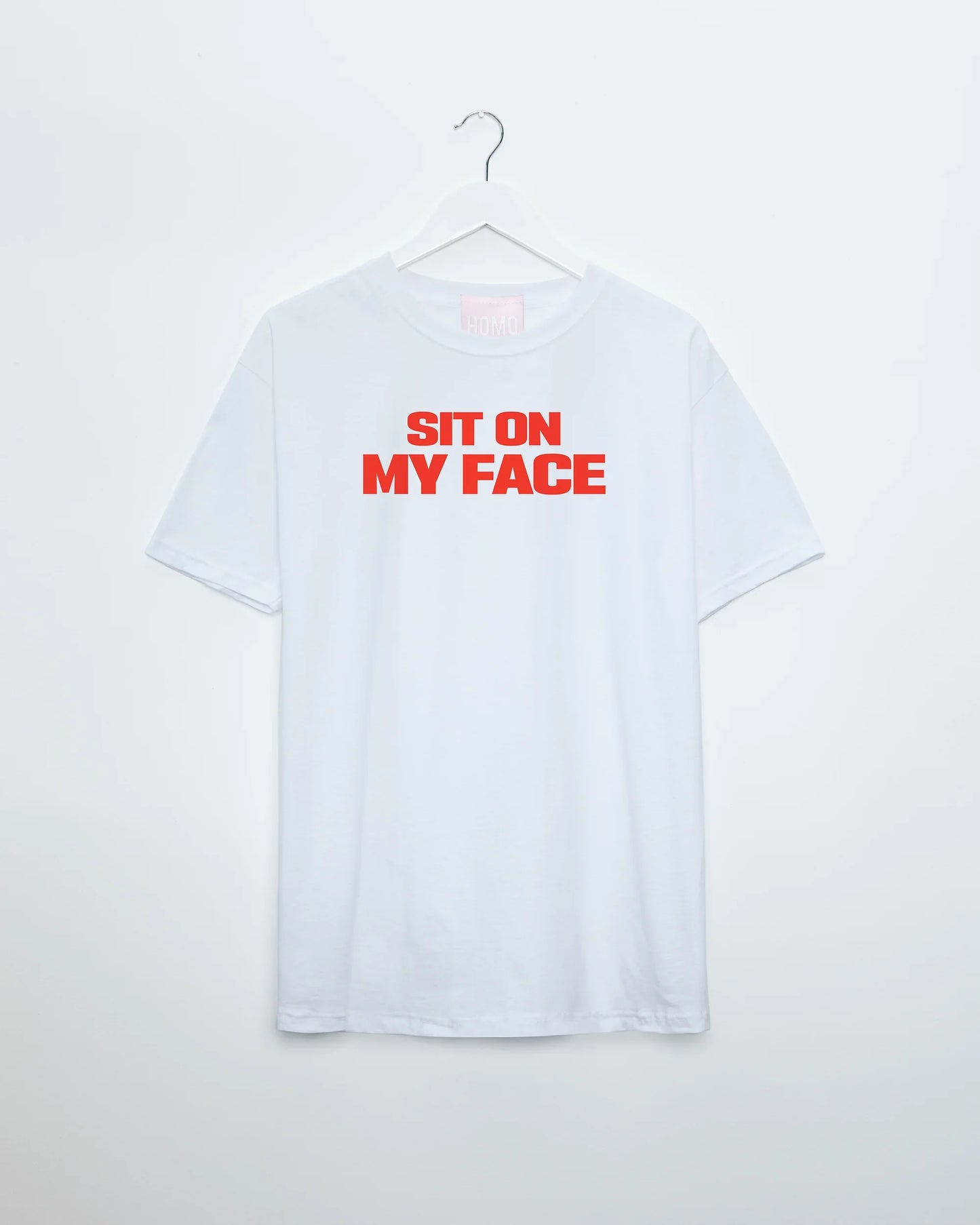 Sit on my face, red print on white - tshirt