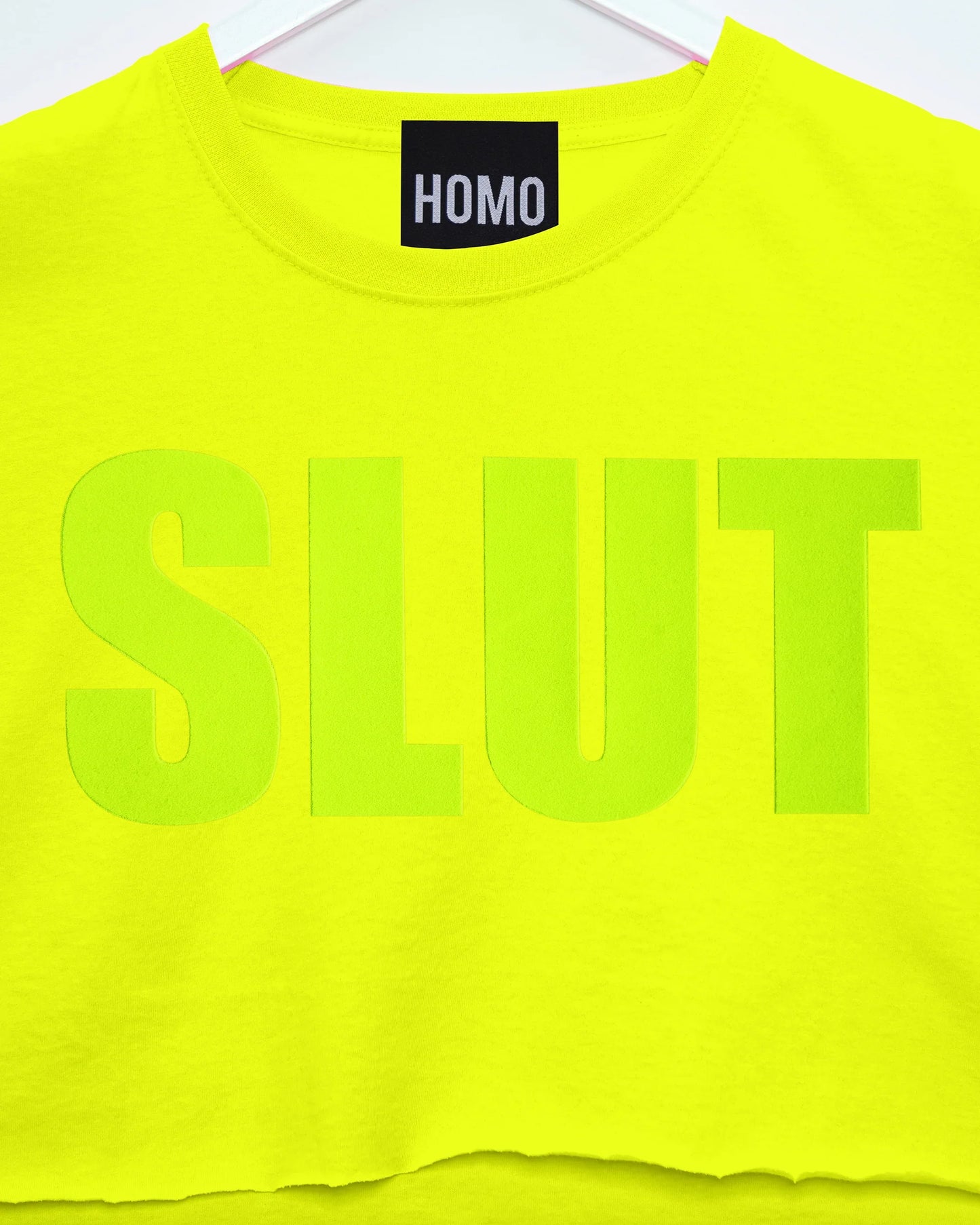 Fluorescent yellow S/UT on Fluorescent yellow - crop top