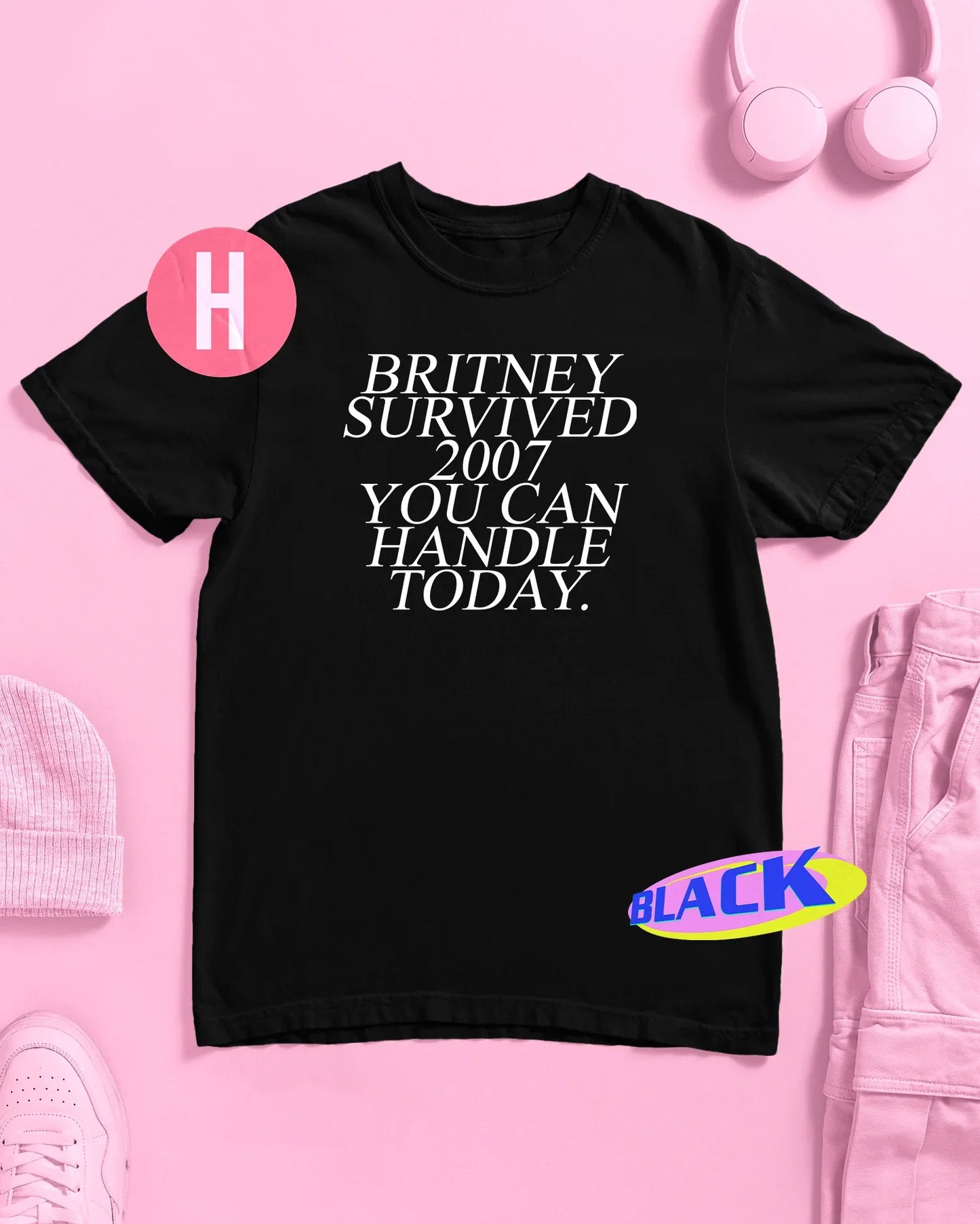Britney survived slogan on black - tee