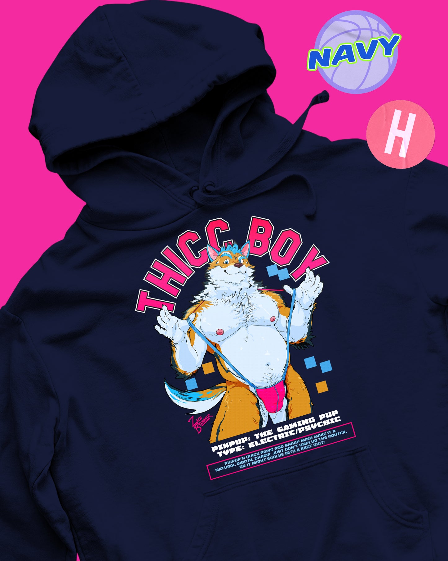 Thicc boy furry pup soft style hoodie - navy