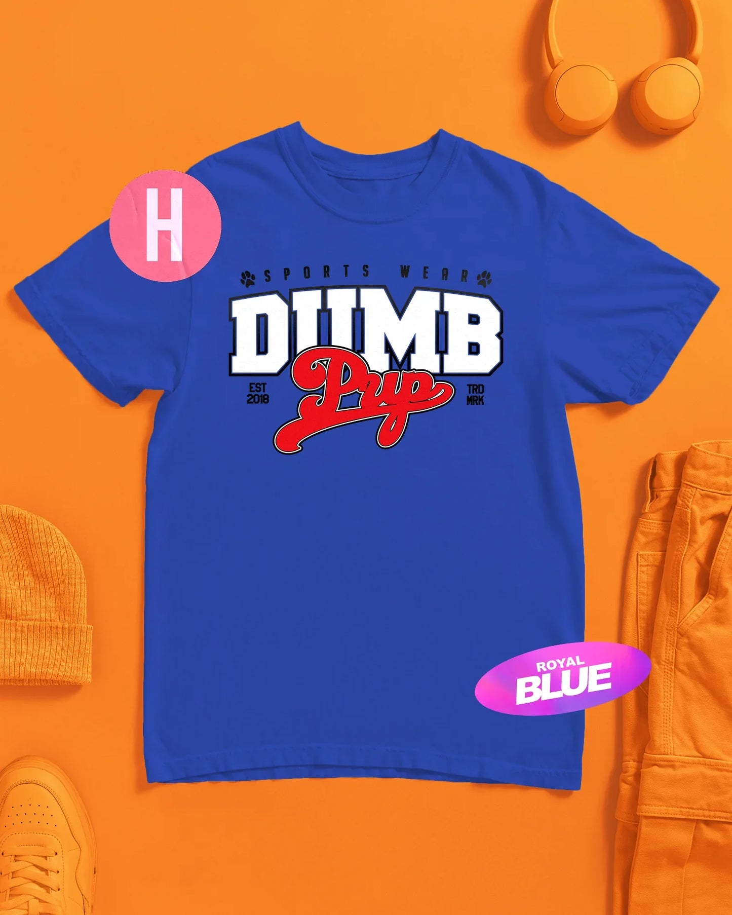 Varsity style dumb pup shirt - Blue