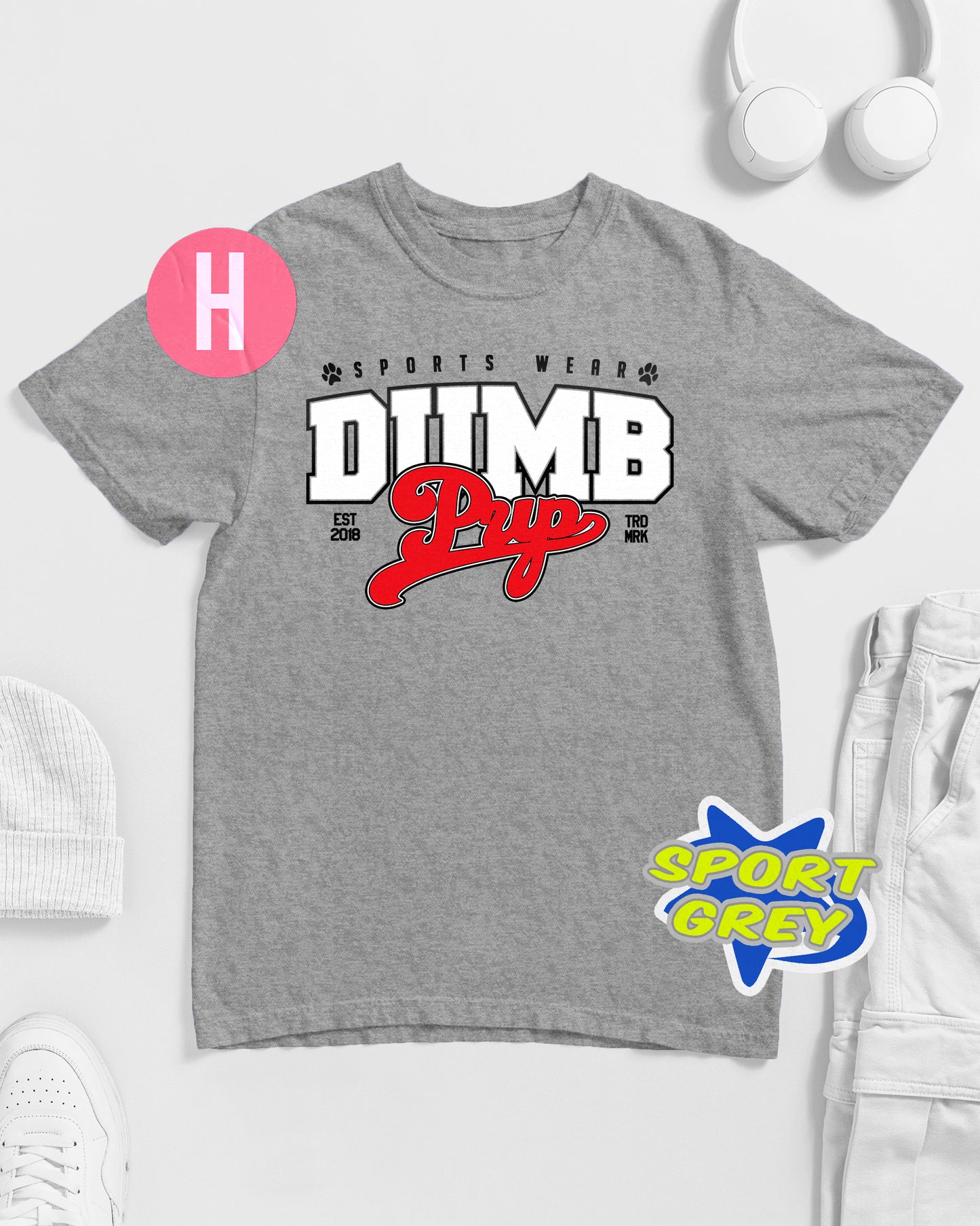 Varsity style dumb pup shirt - Grey
