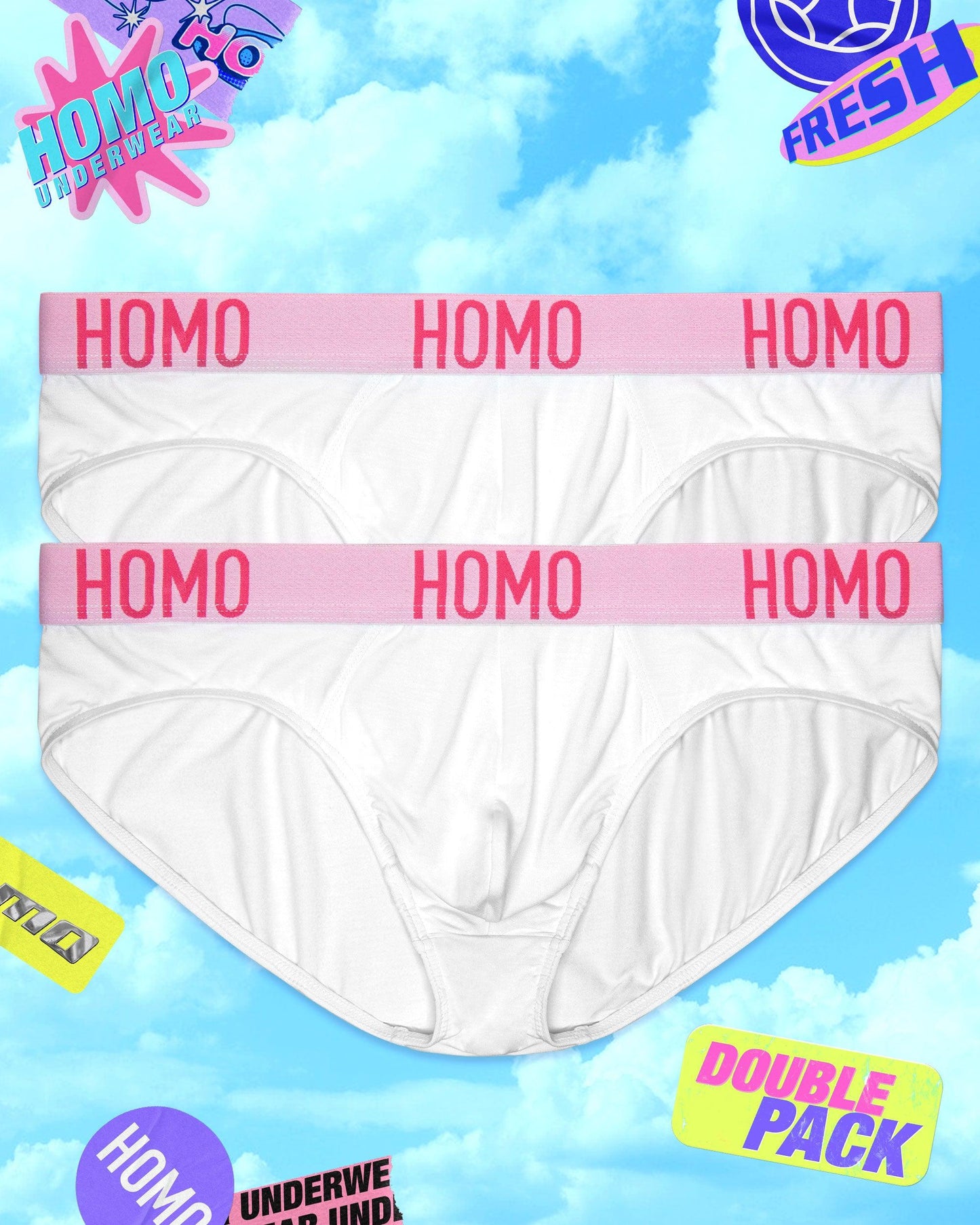 DOUBLE PACK: HOMO Classic Brief - White/Pink