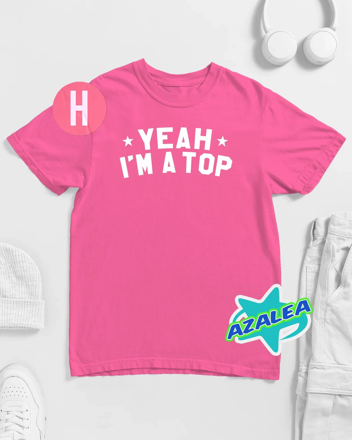 Yeah i'm a top bold stand out slogan on pink - tee