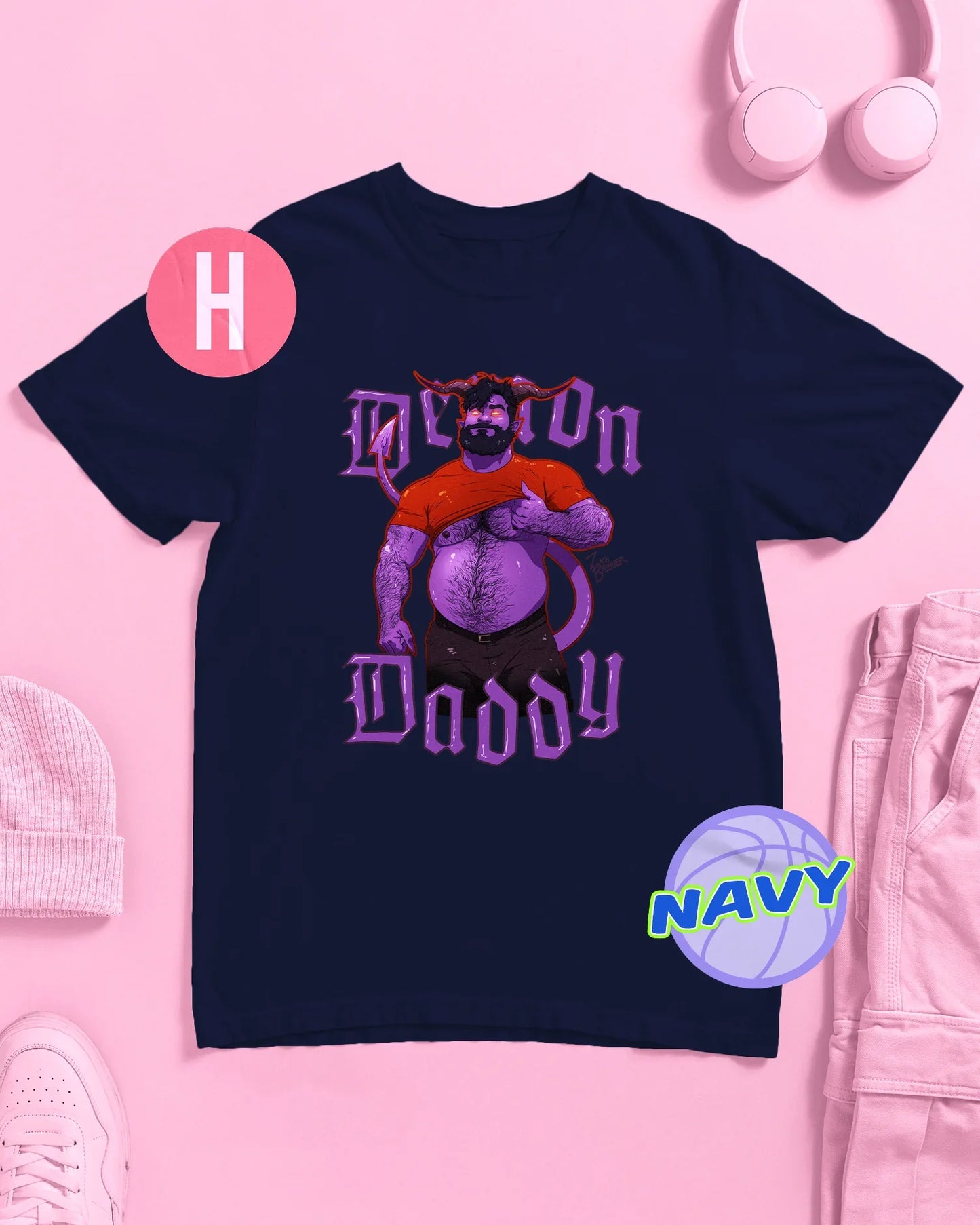 Demon daddy chunky demon hunk on navy - tee