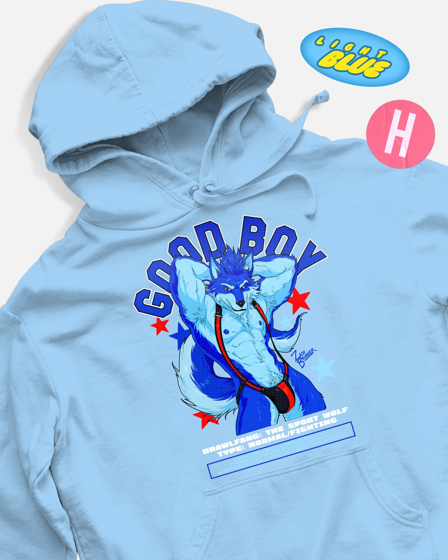 Good boy, furry pup soft style hoodie - light blue