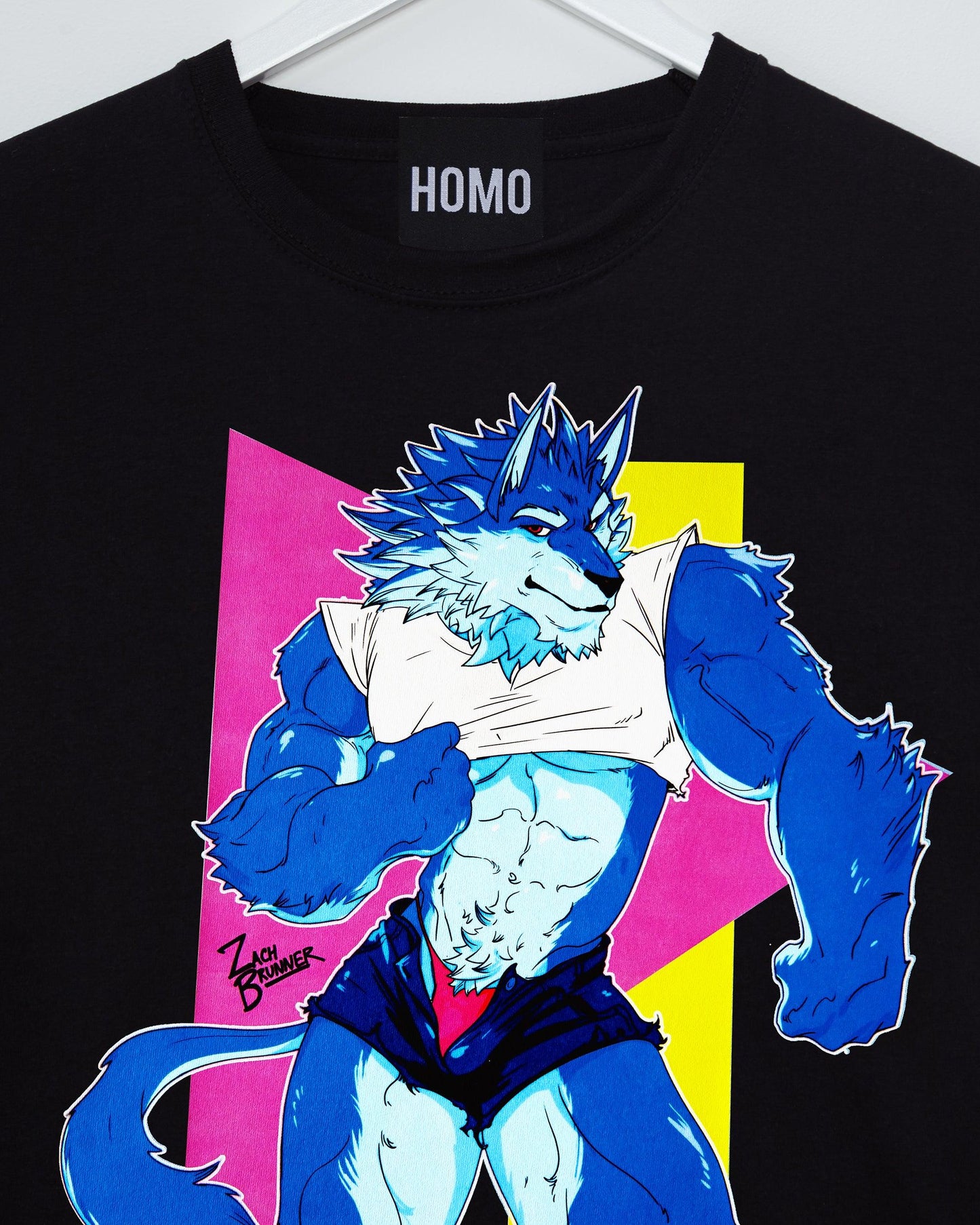 ZACH BRUNNER! shhh don't look now, here comes that sexy neon wolf! - tee