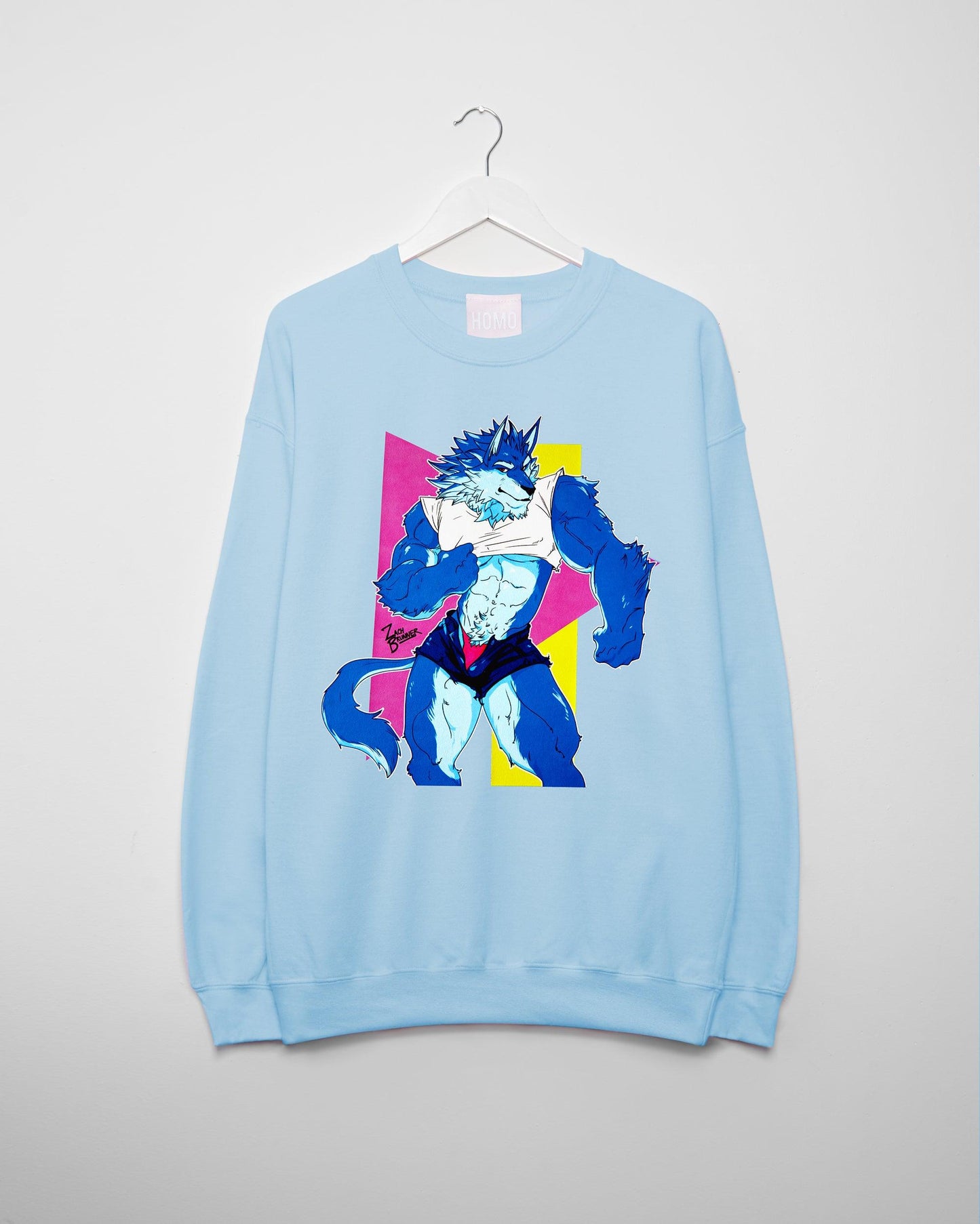 ZACH BRUNNER! shhh don't look now, here comes that sexy neon wolf! - sweatshirt.