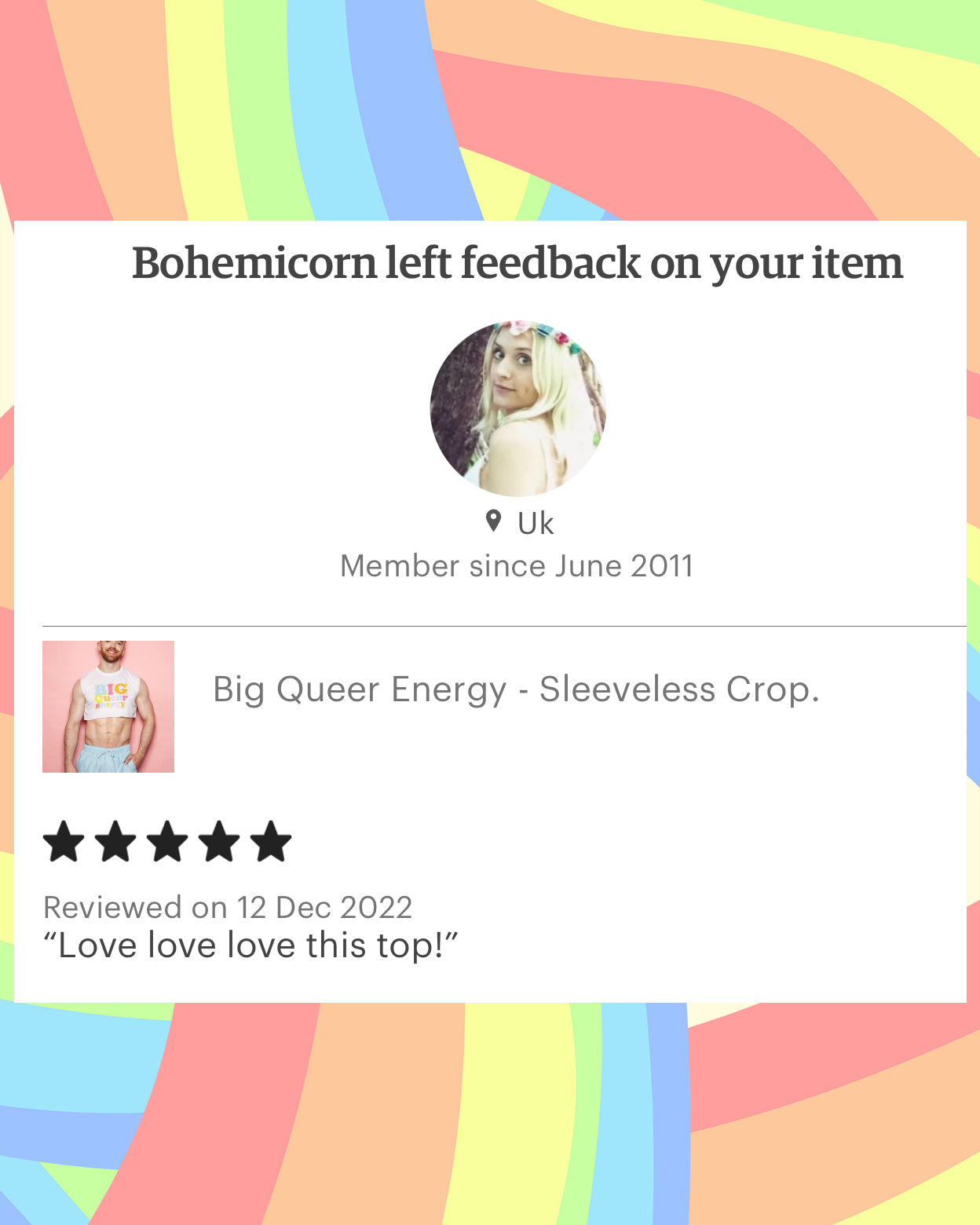 Big queer energy - sleeveless crop.