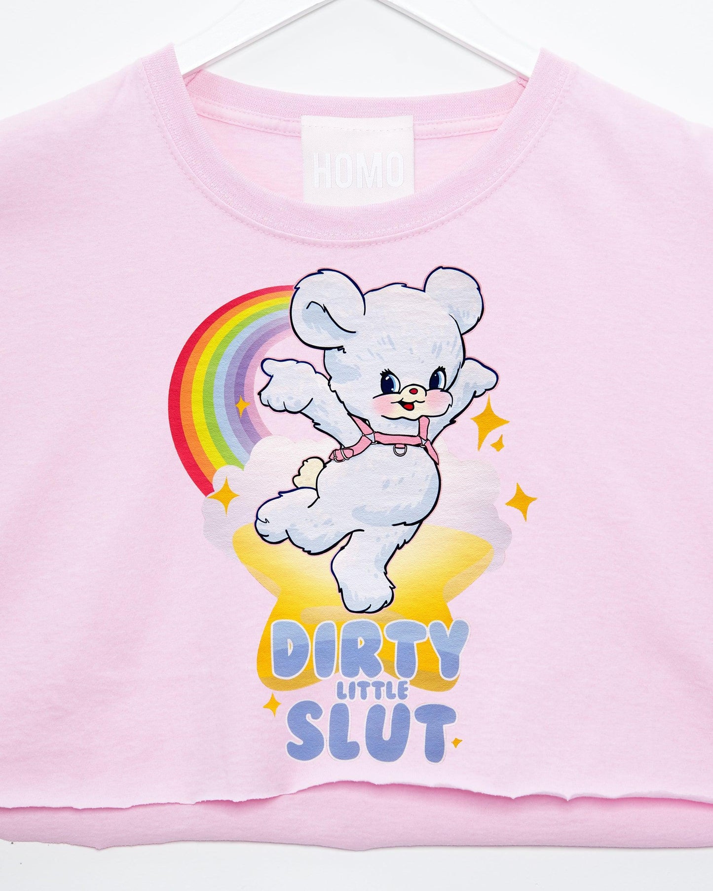 Dirty little slut on pink - mens sleeveless crop top. - HOMOLONDON