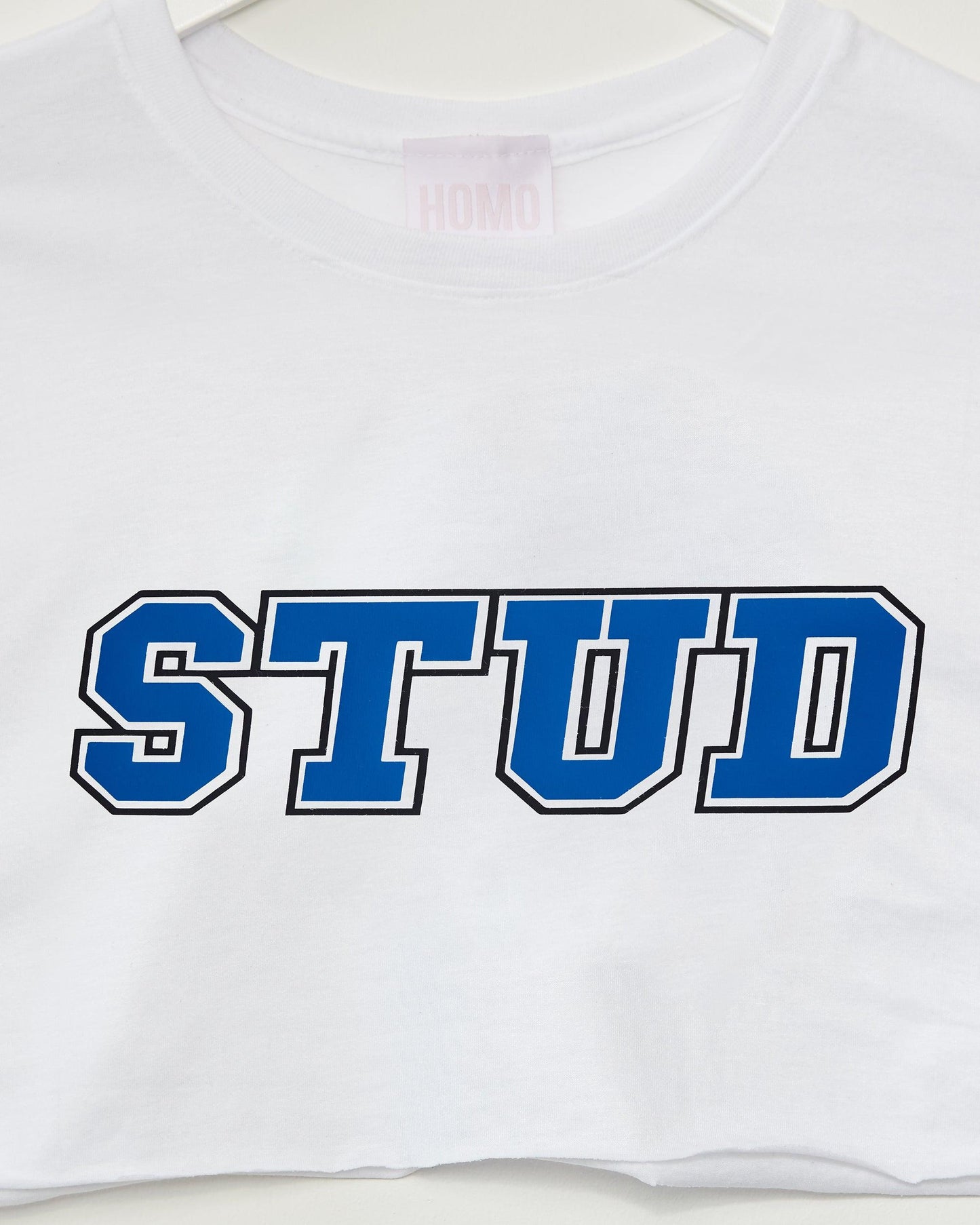 STUD, Sleeveless Crop - Blue/Black On White.