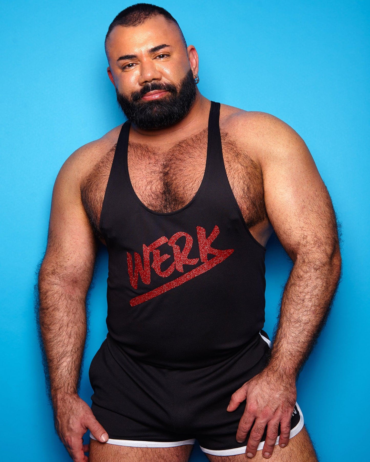WERK, red glitter on black - Tank