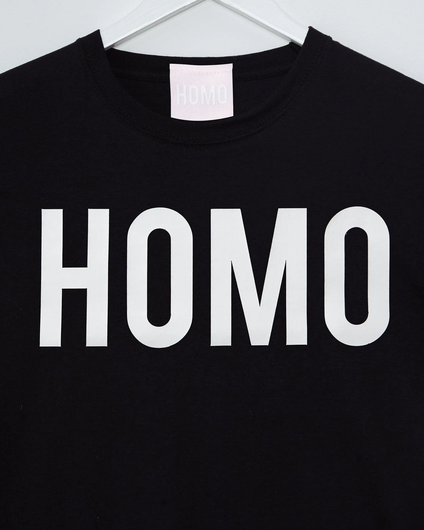 HOMO Logo, White on Black - Sideless