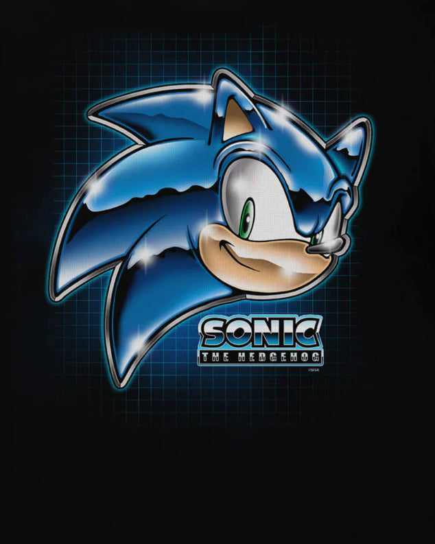 Official Sonic the hedgehog sleeveless low cut crop top- black