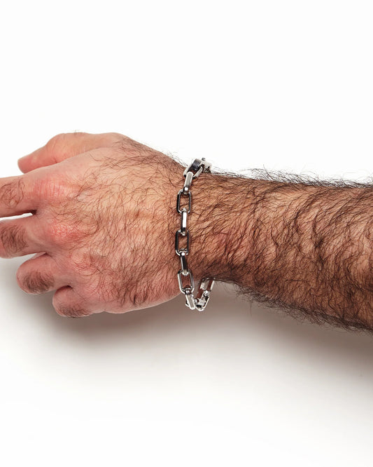 Stainless Silver, chunky bracelet - Silver