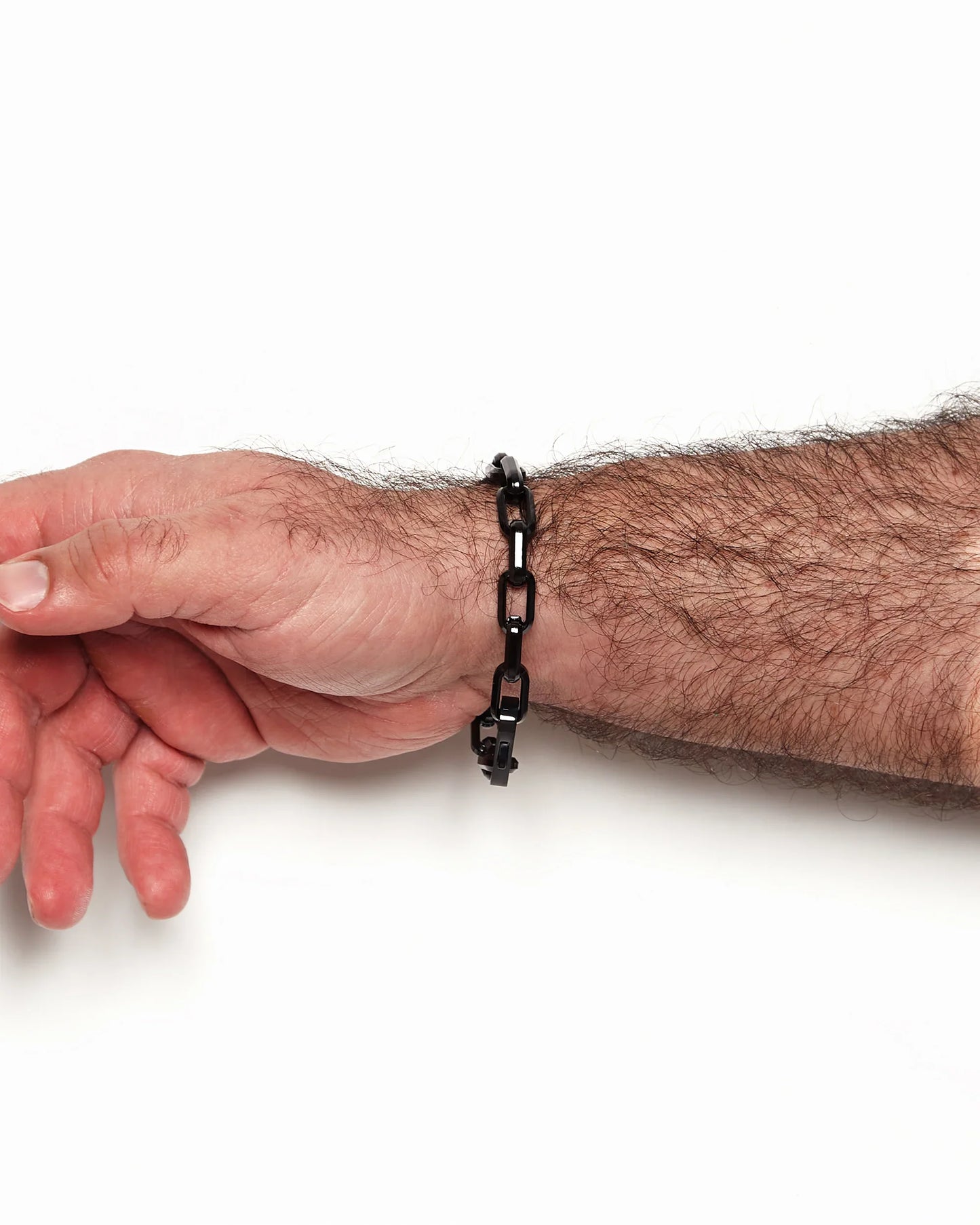 Stainless Silver, chunky bracelet - Black