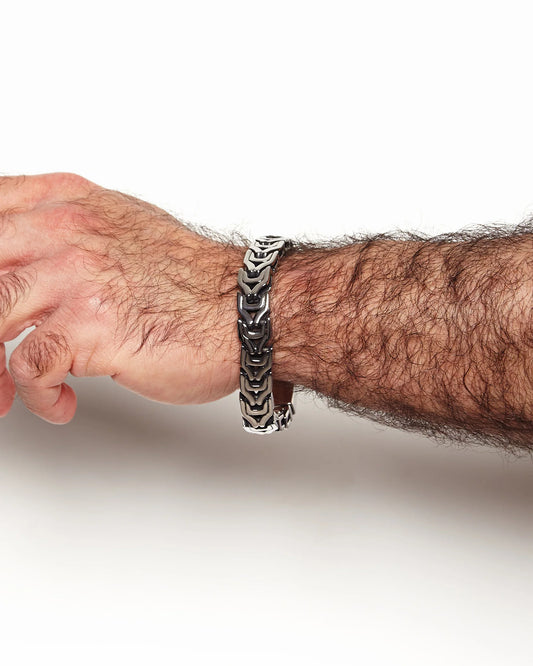 Stainless Silver, Interlocking bracelet - Silver