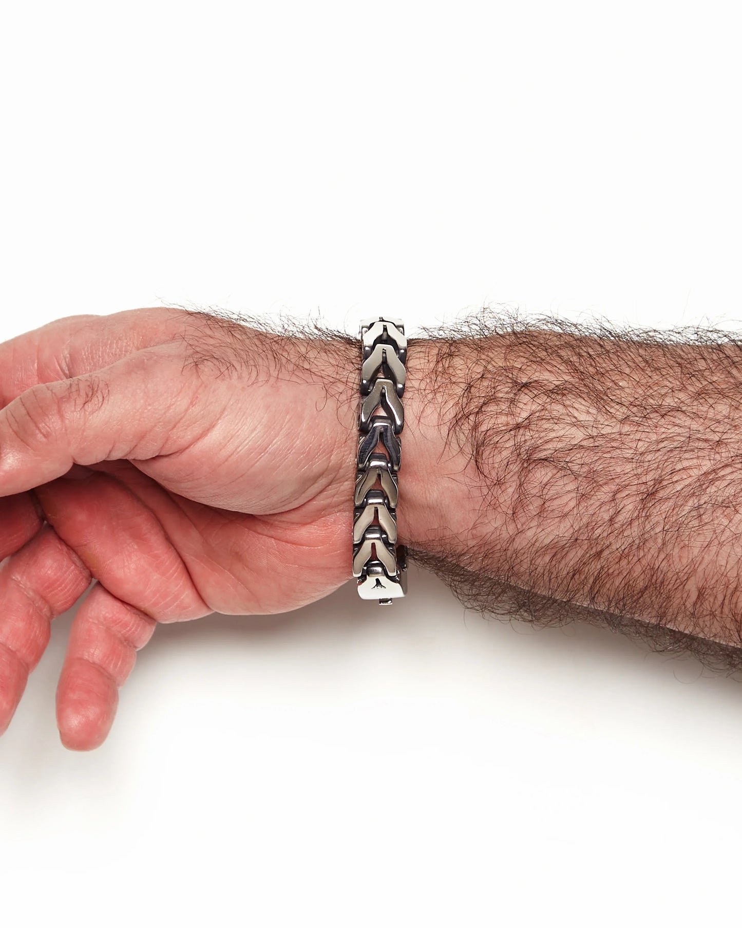 Stainless Silver, graphic link bracelet - Silver