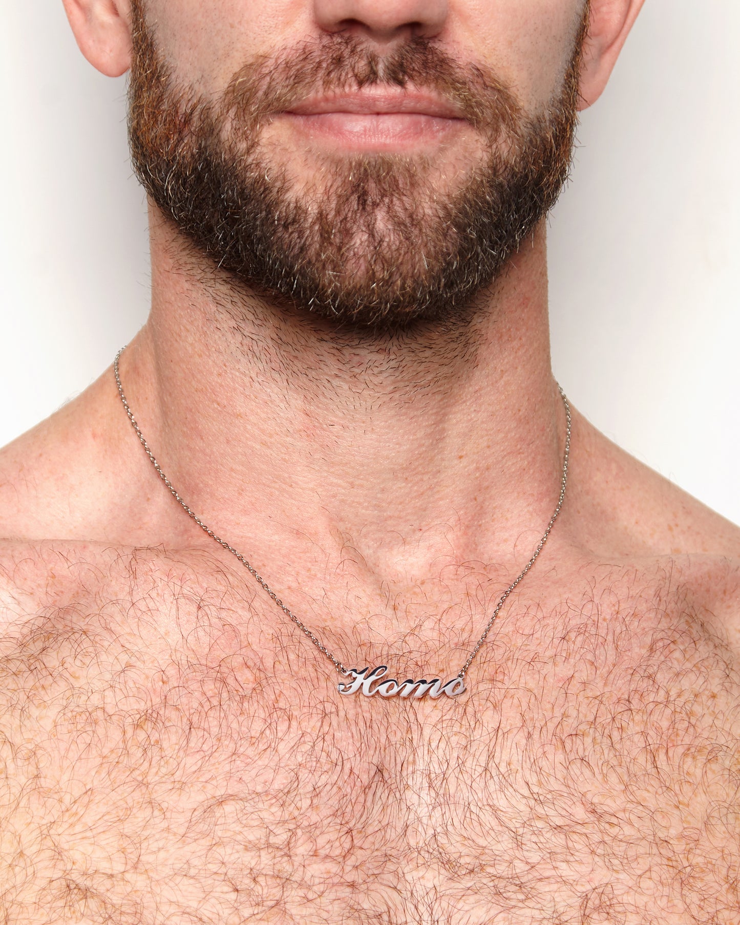 HOMO calligraphy, stainless steel necklace