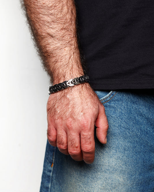 Stainless Silver, Interlocking bracelet - Silver