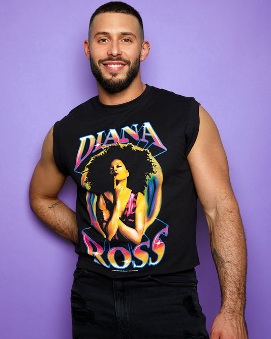 Official Diana Ross 80's tshirt crop/ low crop - black