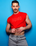 HOMO flock print red - crop top - HOMOLONDON