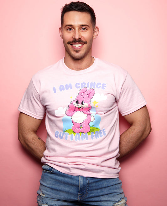 I am cringe, but I am free - light pink tshirt - HOMOLONDON