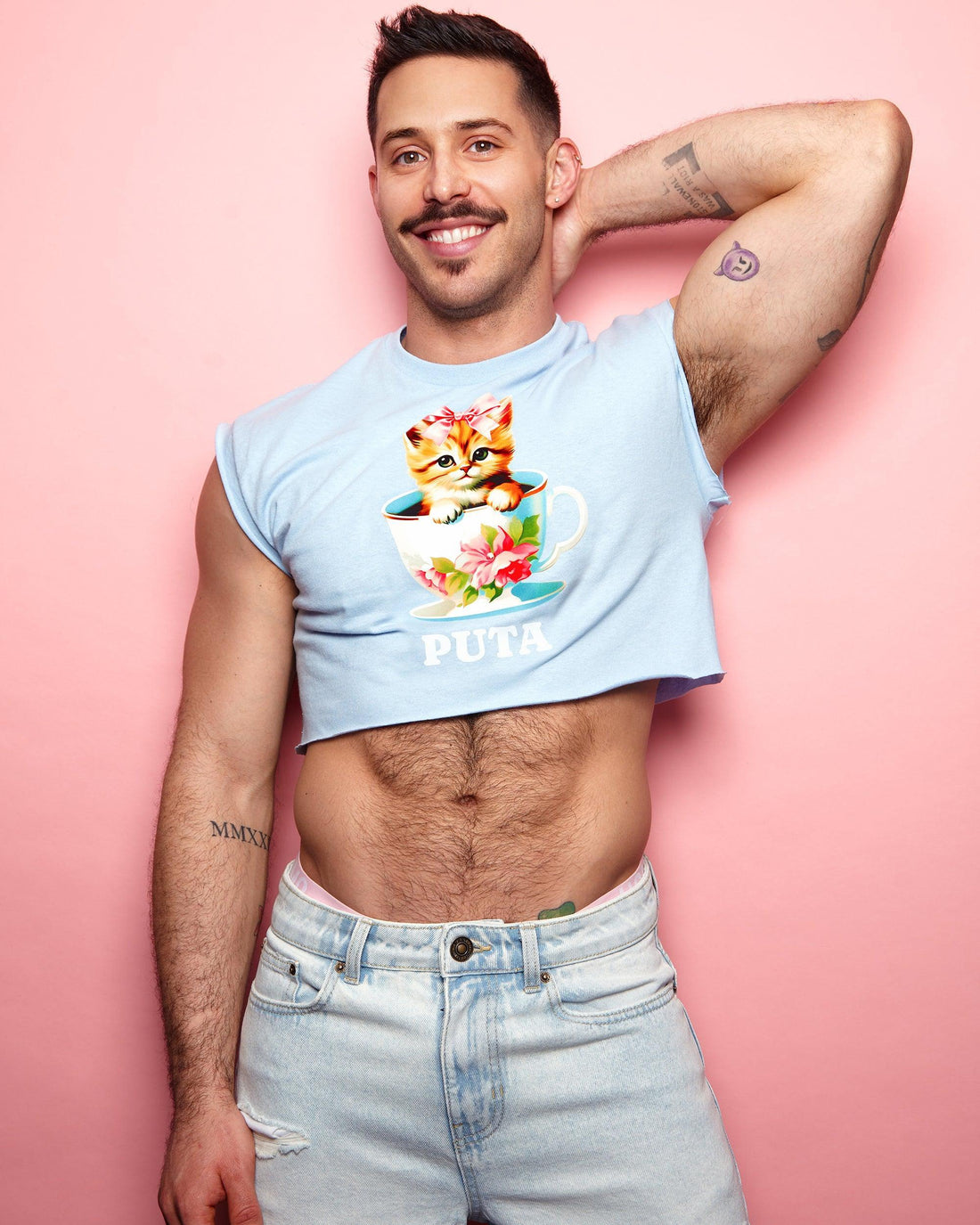 Puta teacup kitten - light blue crop top - HOMOLONDON
