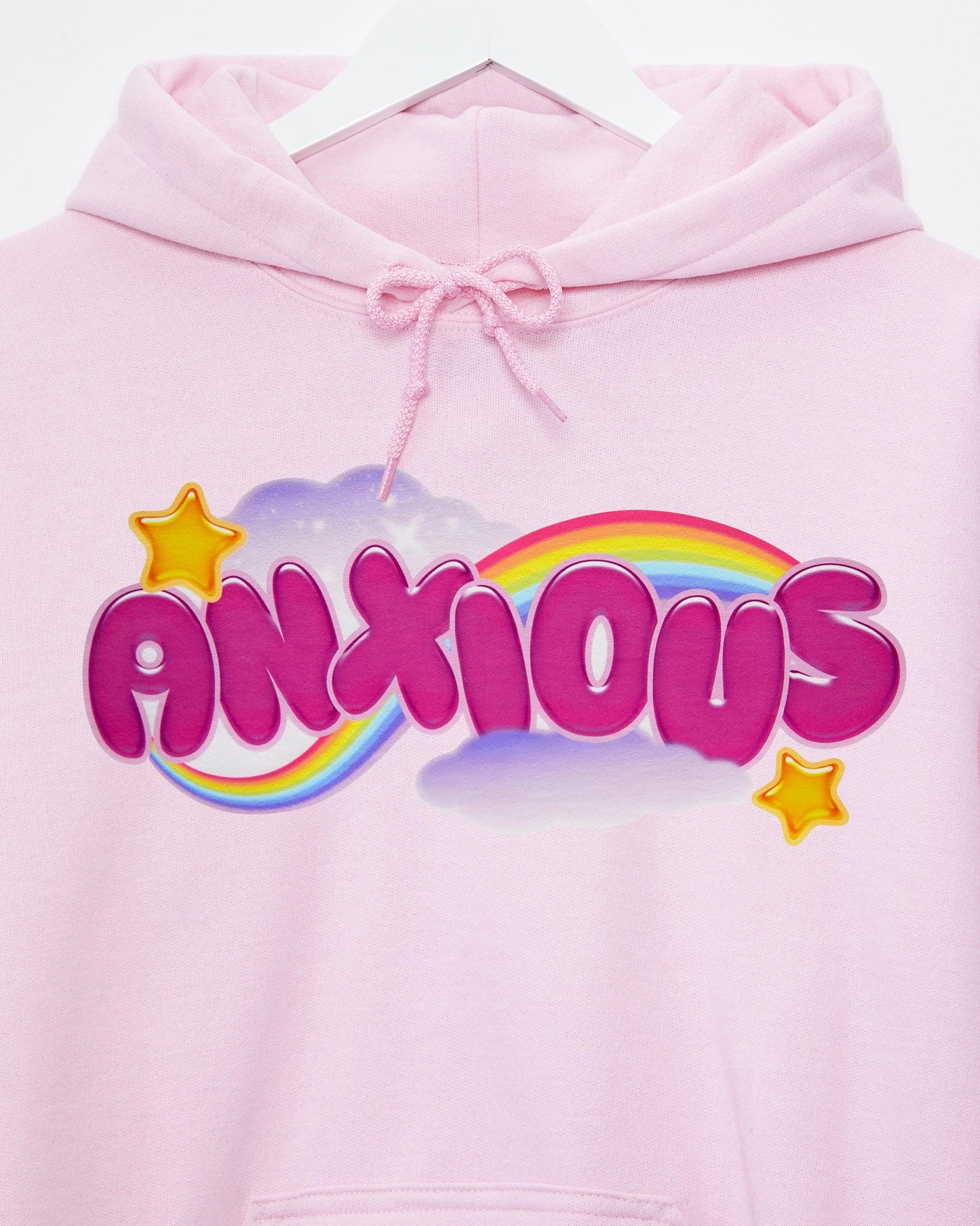 Anxious but cute on pink - pullover hoodie.
