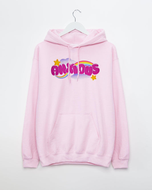 Anxious but cute on pink - pullover hoodie.