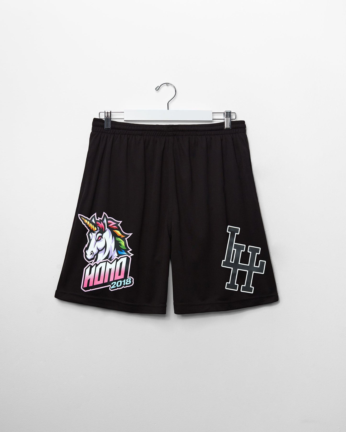 Sporty unicorn, black - basket ball shorts