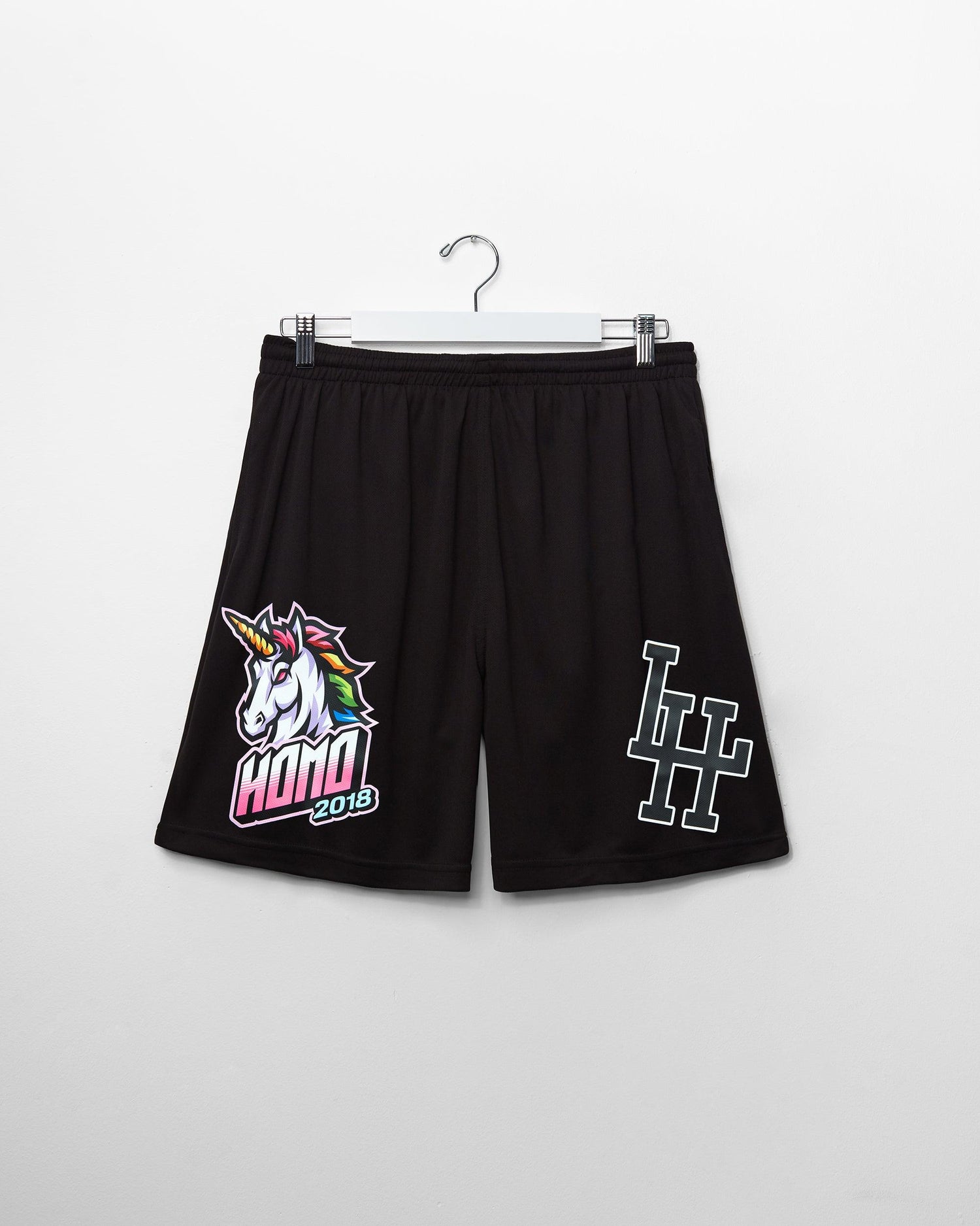 Sporty unicorn, black - basket ball shorts - HOMOLONDON