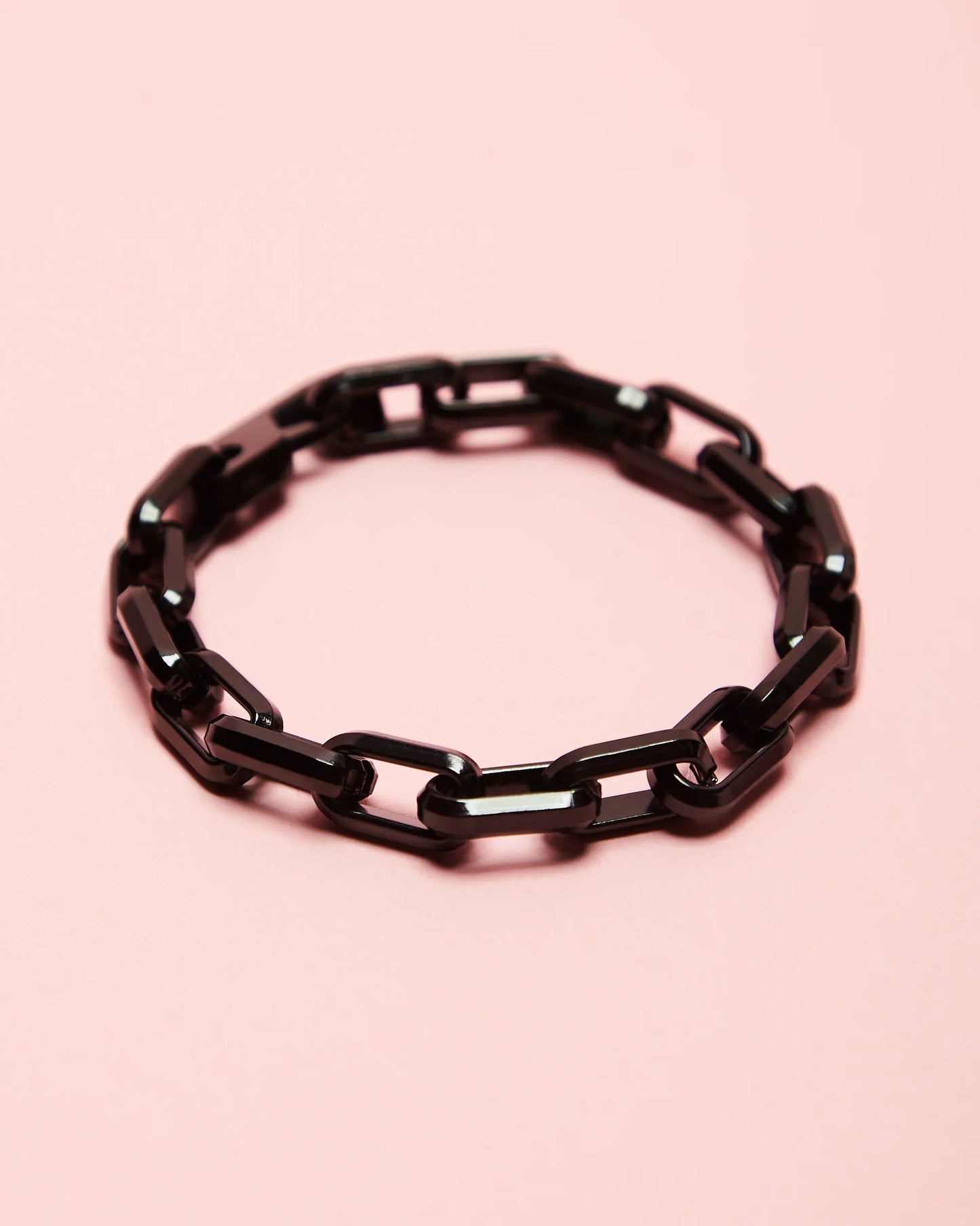 Stainless Silver, chunky bracelet - Black