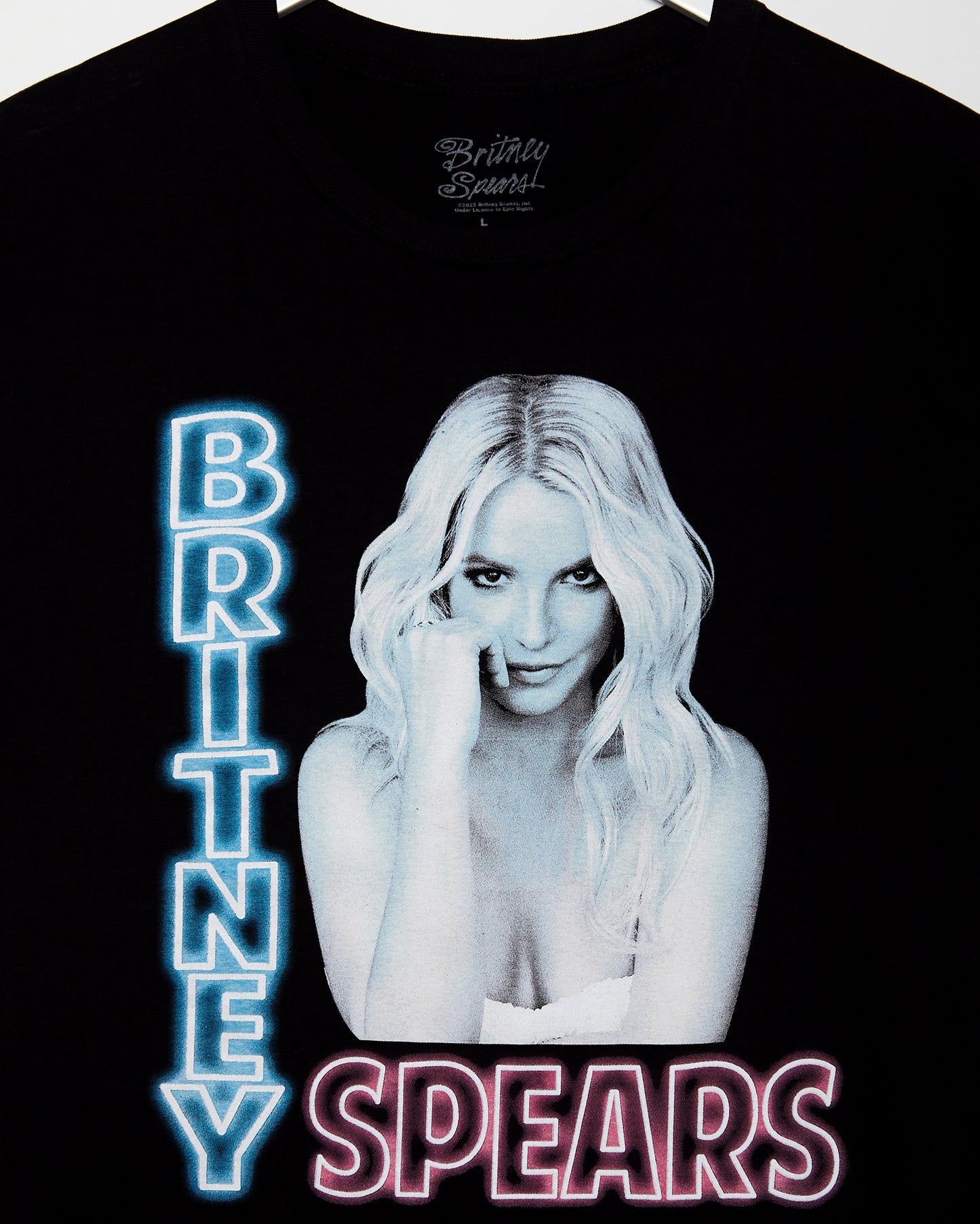 Official Britney Spears: Neon Light Britney Jean,  low cut cropped tee - Black
