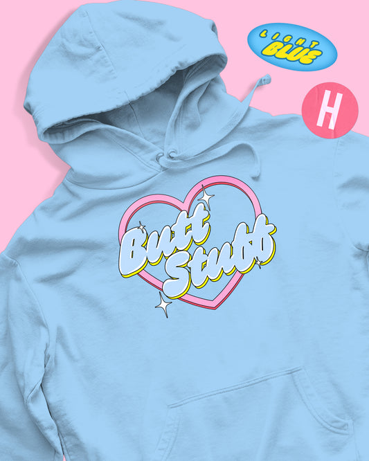 Butt stuff sparkles and stars soft style hoodie - light blue