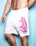 Spray paint himbo, white - basket ball shorts - HOMOLONDON