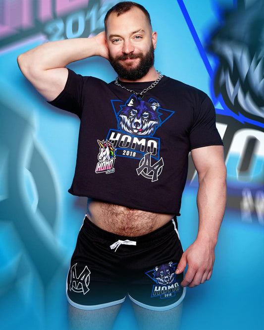 Double pack - sporty wolf, black - cropped t-shirt and short shorts - Full outfit.