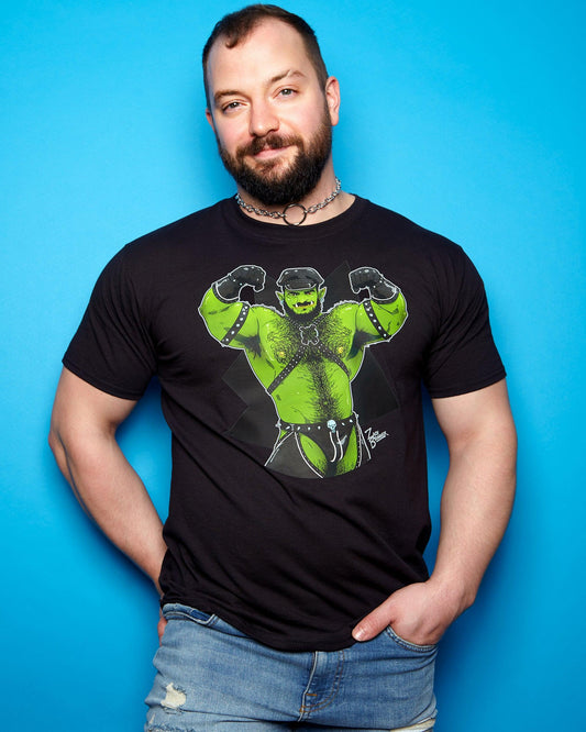 Leather daddy orc Rex loves to flex - tee - HOMOLONDON