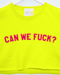 Fluorescent pink flock can we fu<k - Fluorescent yellow crop top - HOMOLONDON