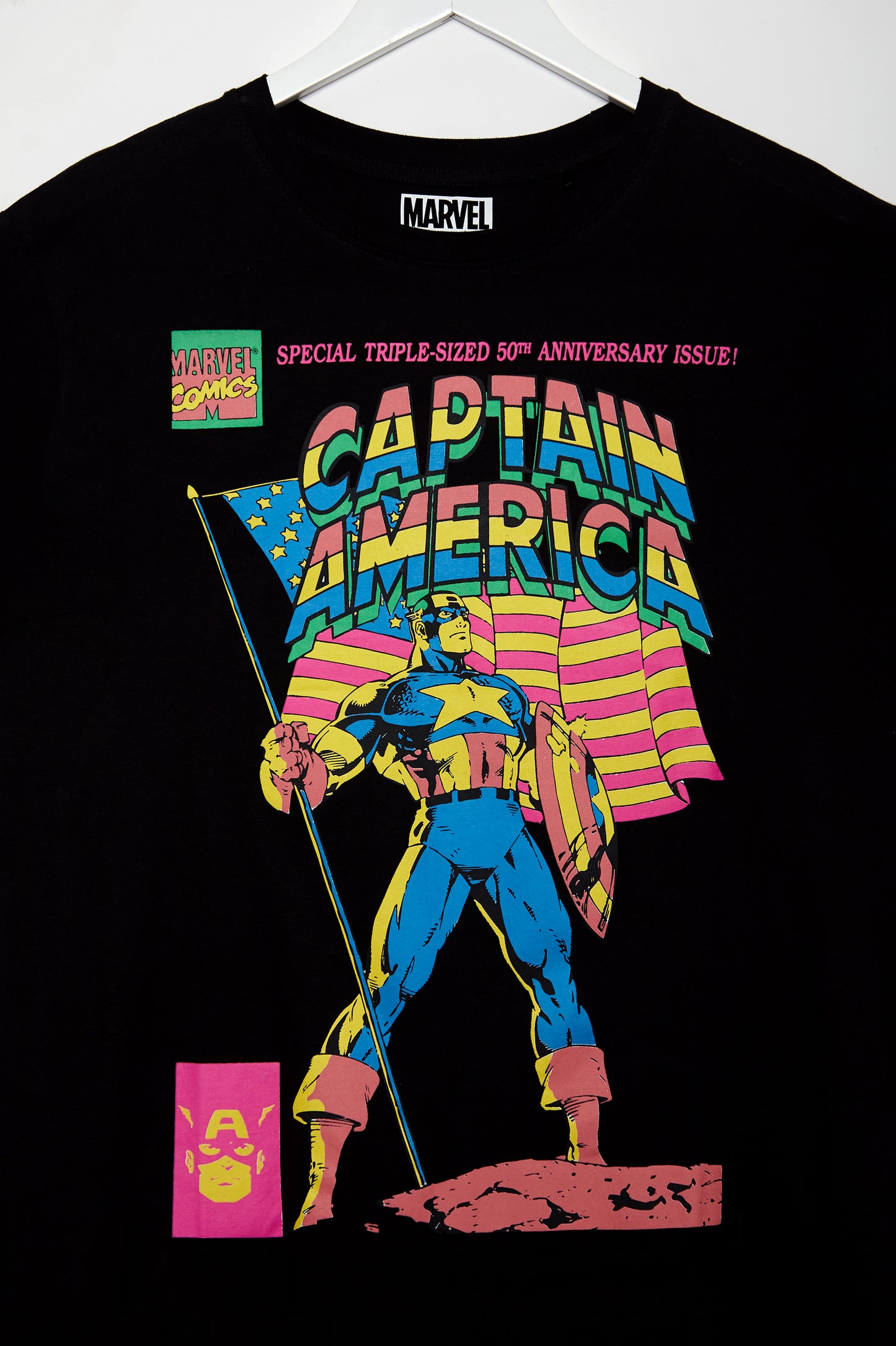 Official Marvel Comics, Captain America 50Th Anniversary, low cut cropped tshirt - black